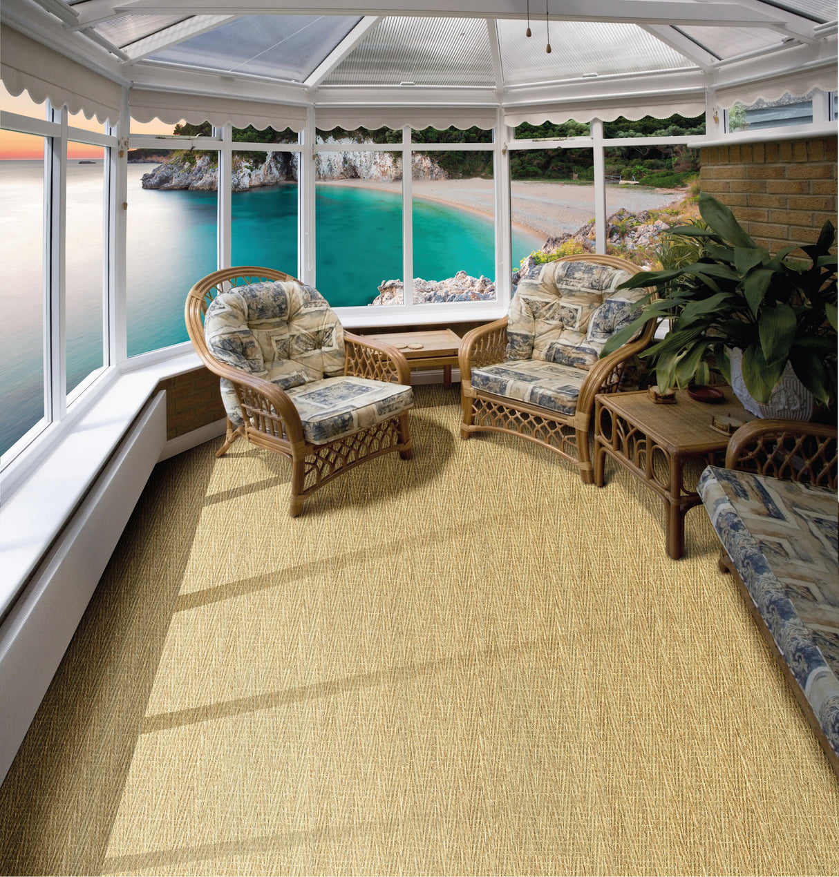 Moquette tissée 100 % Jonc de mer FIBRES VEGETALES - 6399-01 - 400 x 3000 cm | Mise en situation