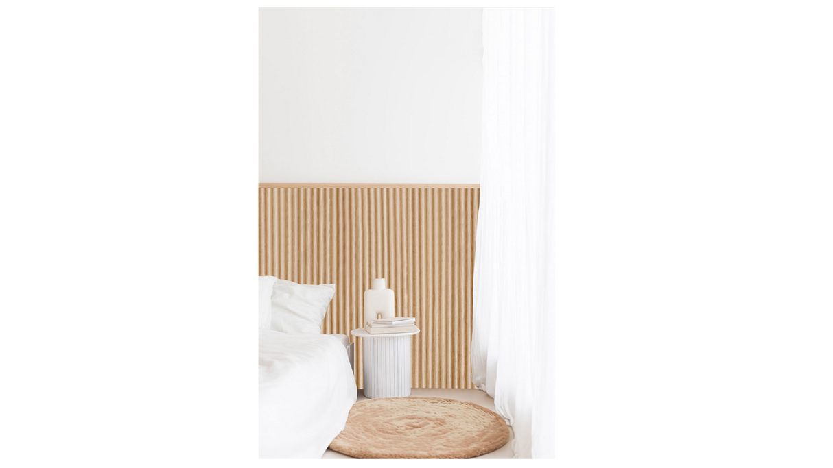 Panneau mural bois naturel type tasseaux Maestro Pepper oak | Mise en situation