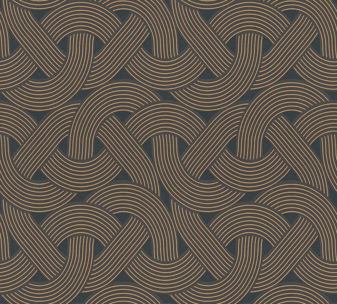 Papier peint effet graphique Vague de noeuds | Mise en situation