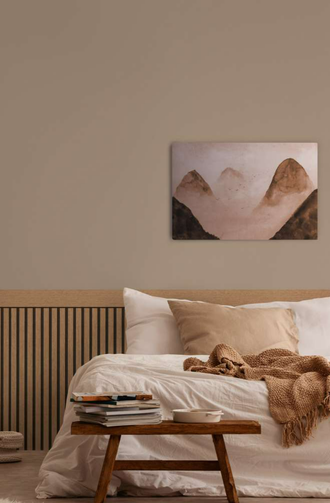 Papier peint trompe l'oeil effet panneau de bois