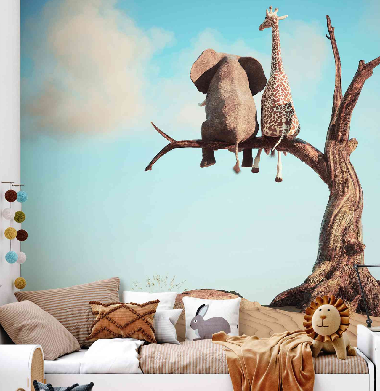 Papier peint panoramique rigolo pour chambre d'enfant Old Friends