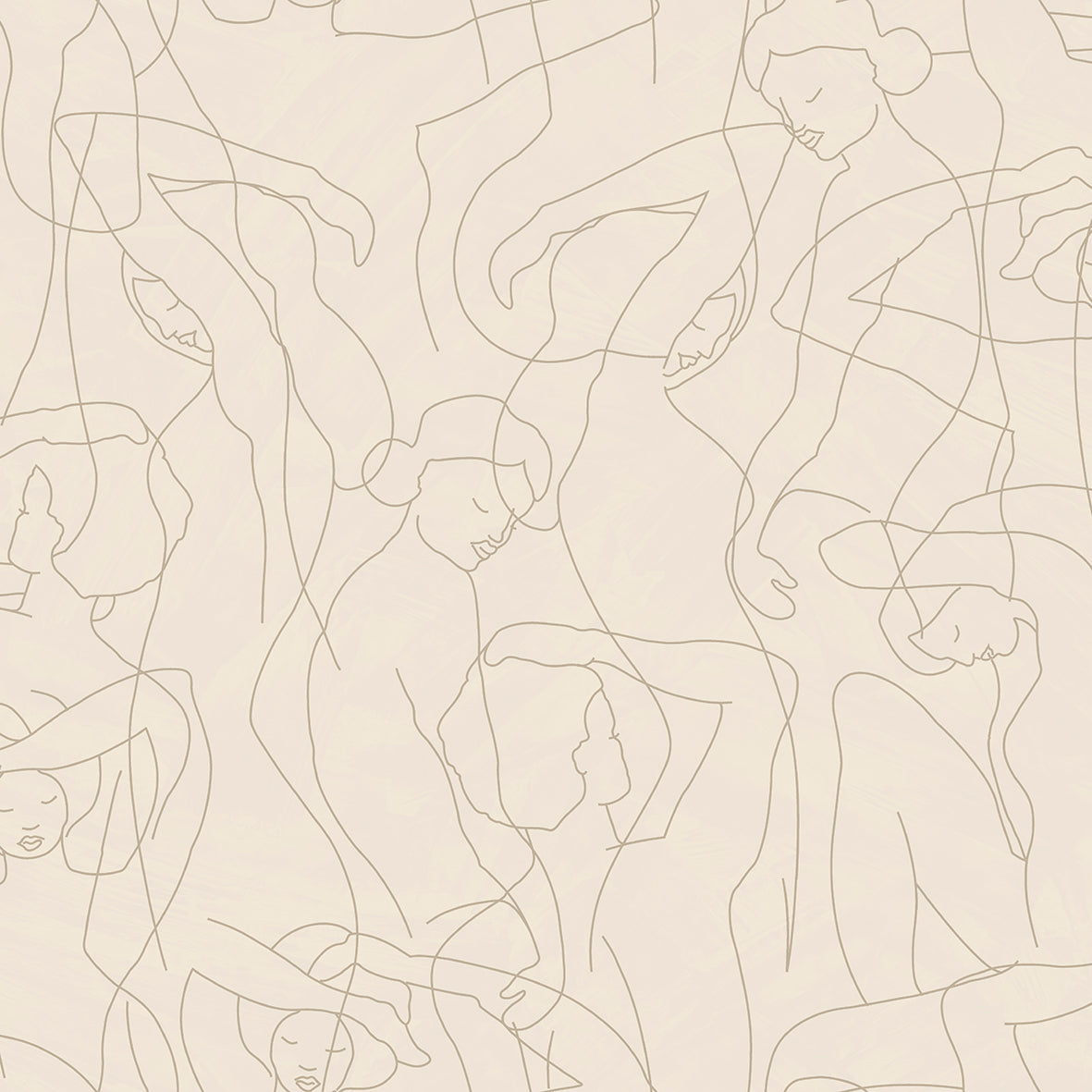 Papier peint dessin minimaliste crème Hommage aux femmes (Collection Empreinte)