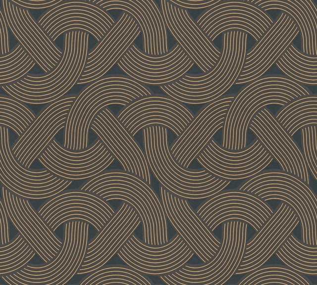Papier peint effet graphique Vague de noeuds | Mise en situation