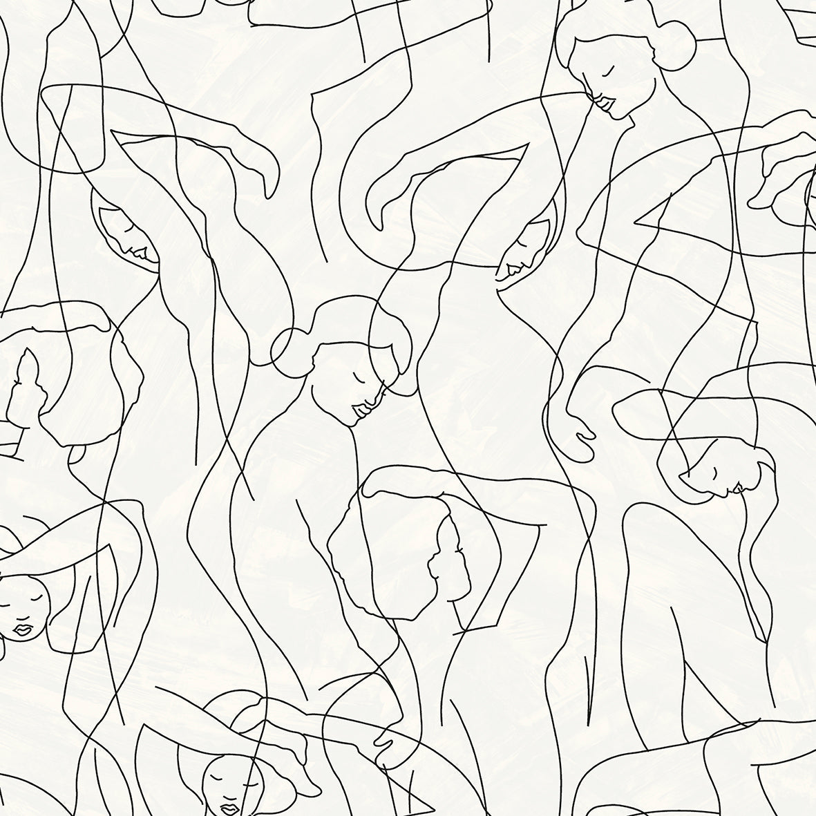 Papier peint dessin minimaliste blanc Hommage aux femmes (Collection Empreinte)