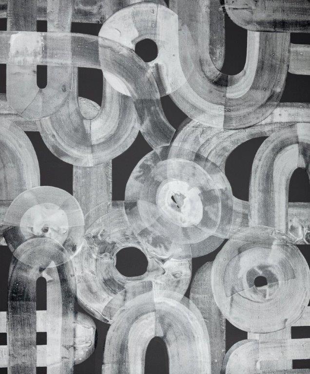 Papier peint trompe l'oeil noir et blanc Cyanotype (Collection Empreinte)