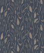 Papier peint panoramique nature floral et papillon fond bleu Myrtil | Mise en situation