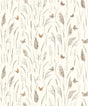 Papier peint panoramique nature floral et papillon fond beige Myrtil | Mise en situation
