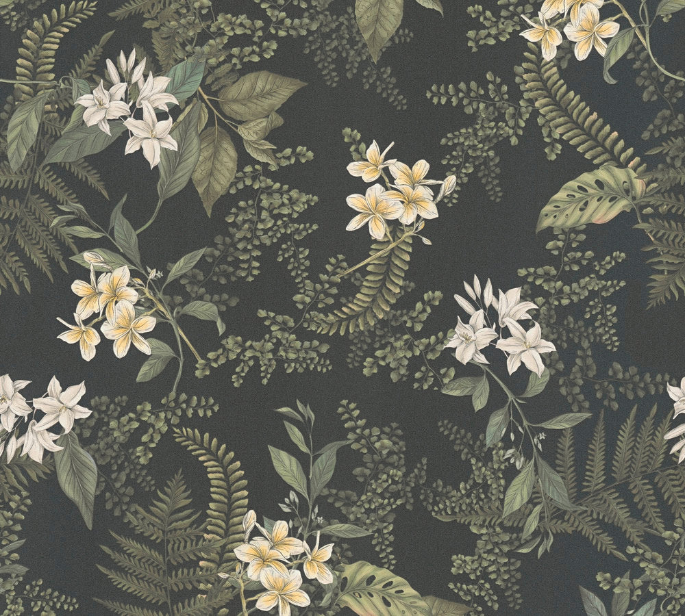 Papier peint floral et frais fond bleu Senteur des prés (Collection Empreinte)