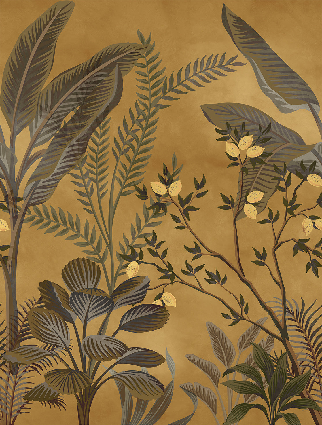 Papier peint panoramique nature jungle Automne tropical (Collection Empreinte)