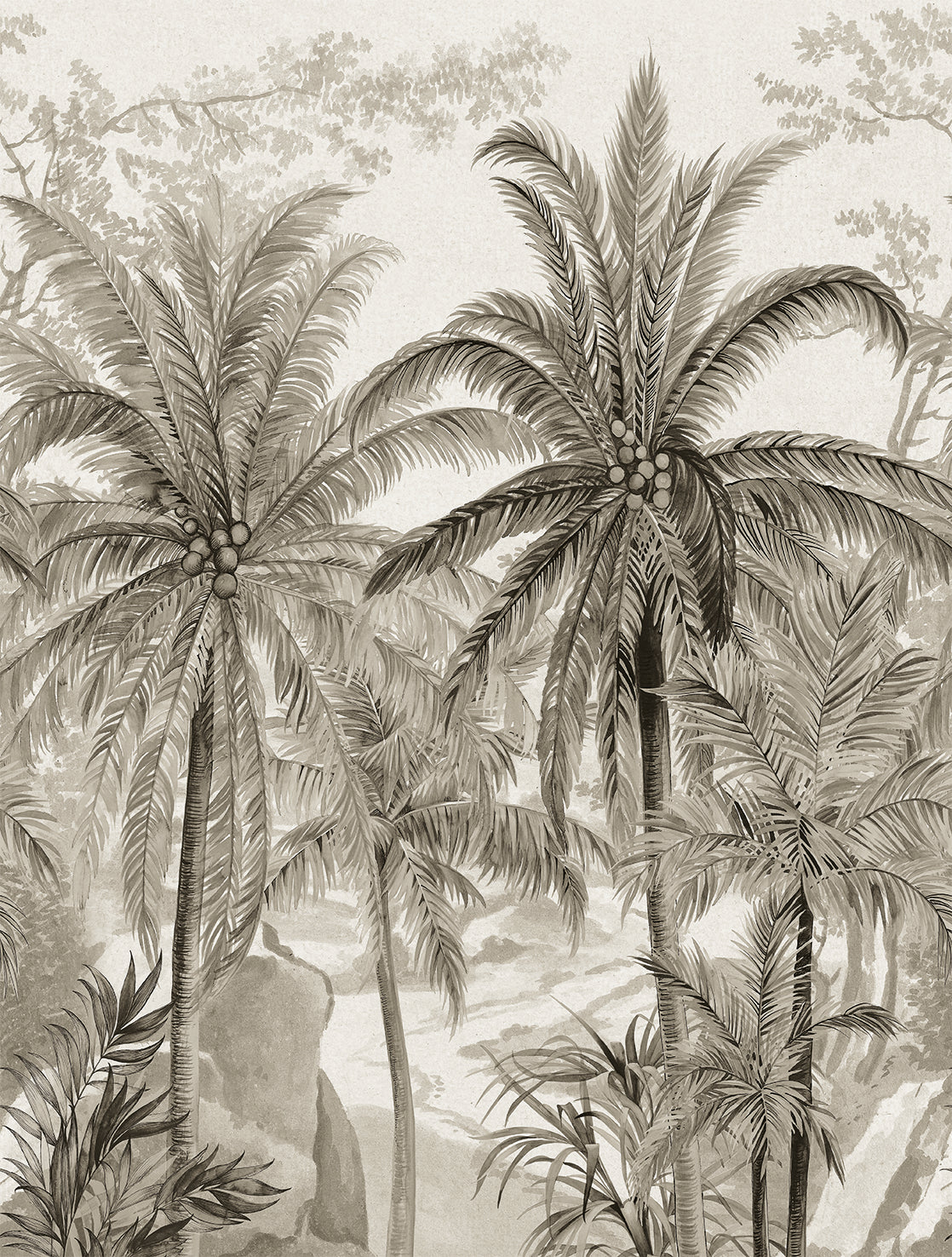 Papier peint panoramique cocotiers L'île Bourbon (Collection Empreinte)