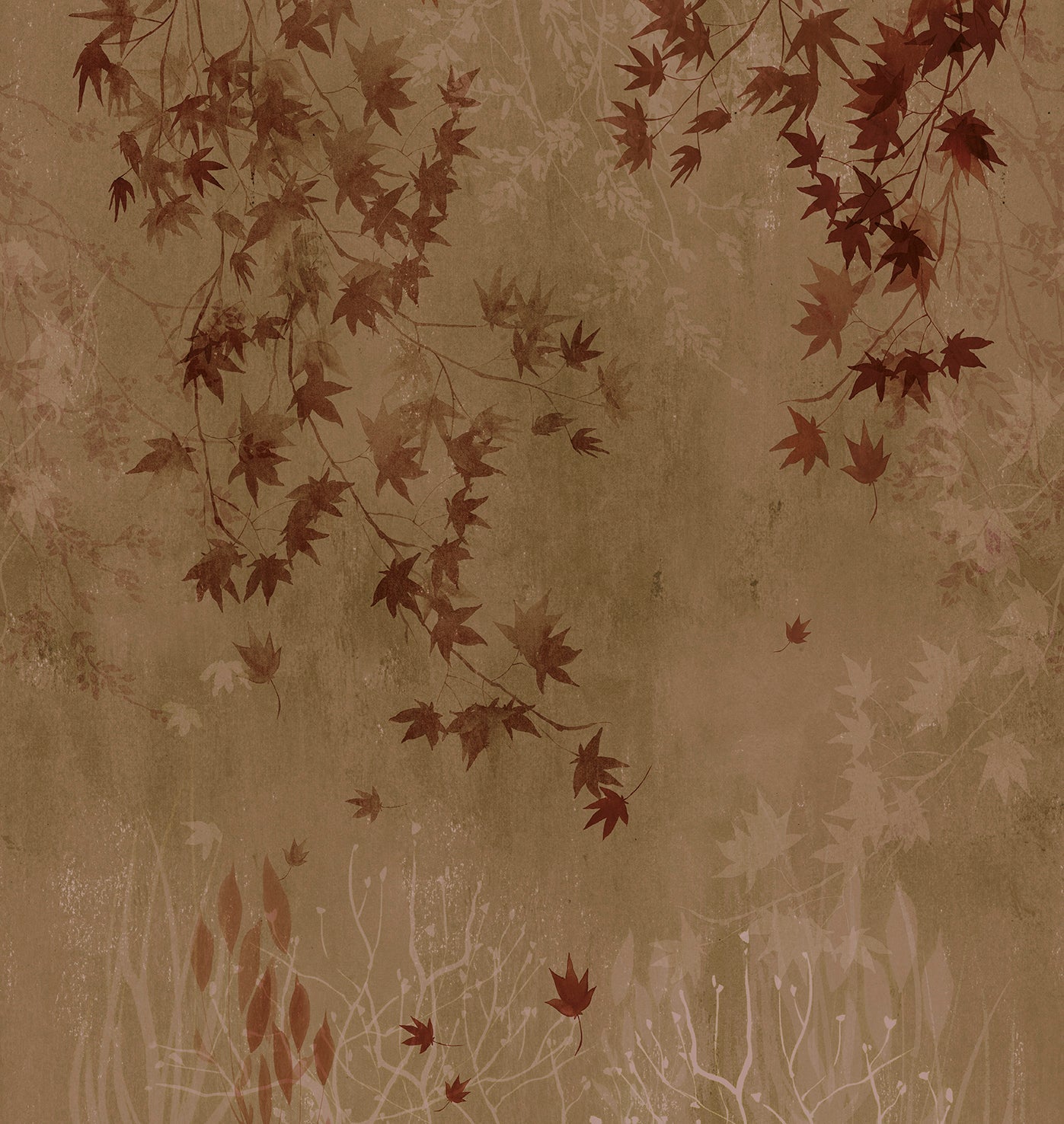 Papier peint panoramique nature automne Les feuilles mortes (Collection Empreinte)
